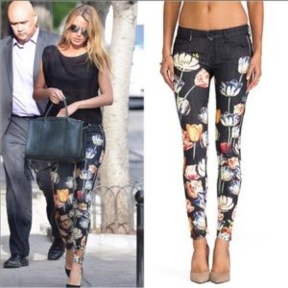 MOTHER Denim - Mother The Looker Black Tulip Skinny Jeans #